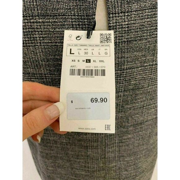 Zara Womens New Black White Short Sleeve Mini Dress Work Career Large - Picture 5 of 9